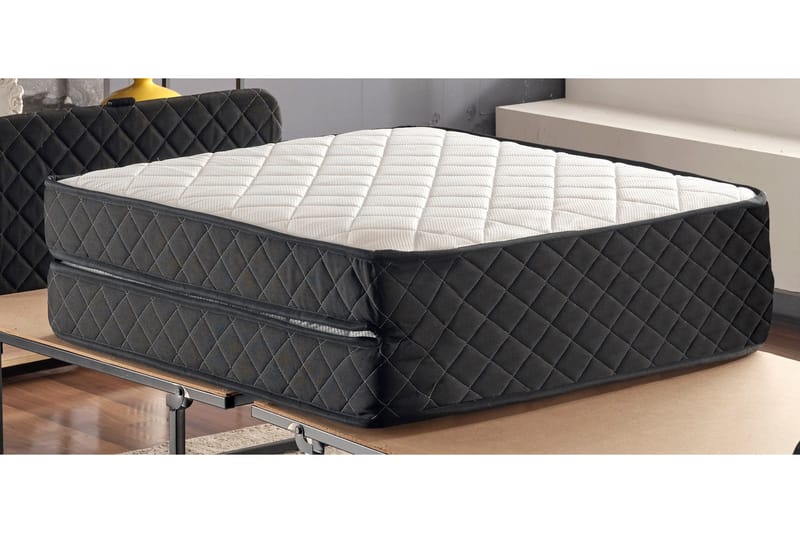 Folding Bed Hvit|Svart - Overmadrass