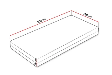 Hoefler Skummadrass 180x200 cm - Hvit - Møbler - Senger - Madrasser - Skummadrass