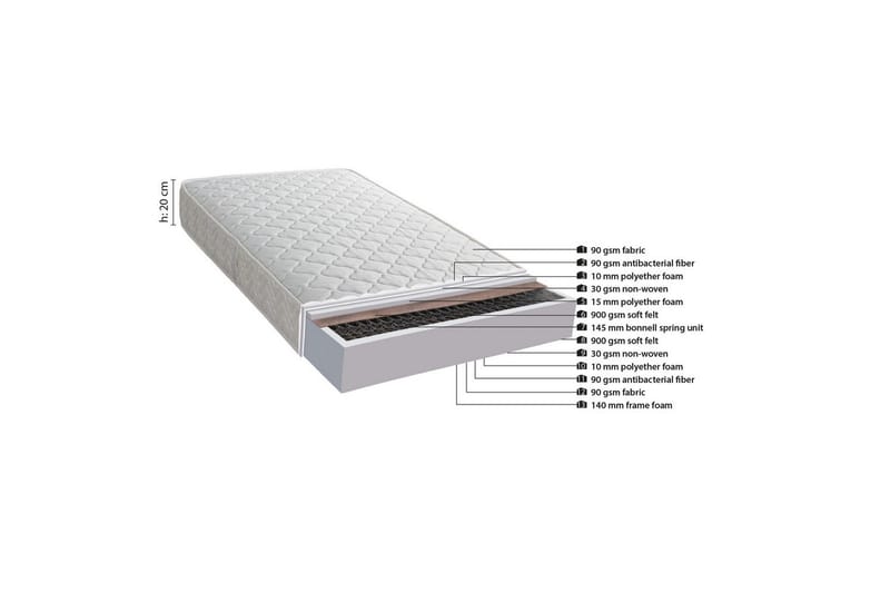 Madrass Dynamic Bonel Hvit - Hvit - Møbler - Senger - Madrasser - Rammemadrass & springfjærmadrass