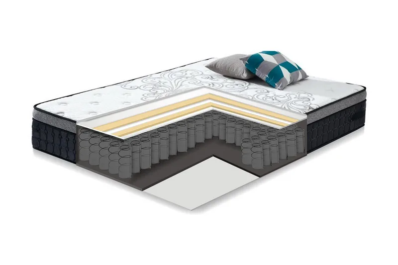 Fjermadrass HARMONY DELUX 160x200xH30cm - Grå/Hvit - Møbler - Senger - Madrasser - Overmadrass