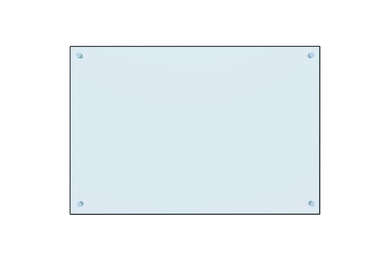 Kjøkkenplate hvit 90x60 cm herdet glass - Hvit - Overmadrass