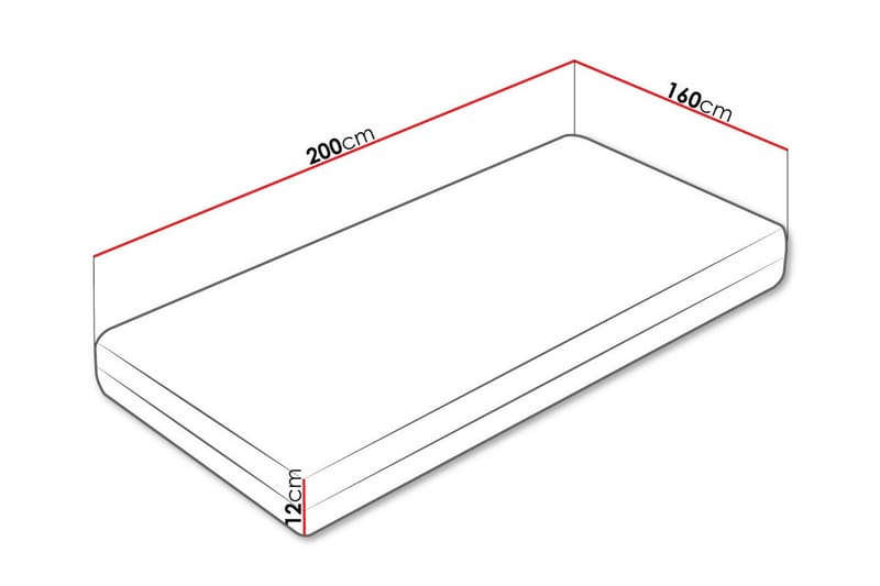 Derry Skummadrass 160x200 cm - Hvit - Skummadrass