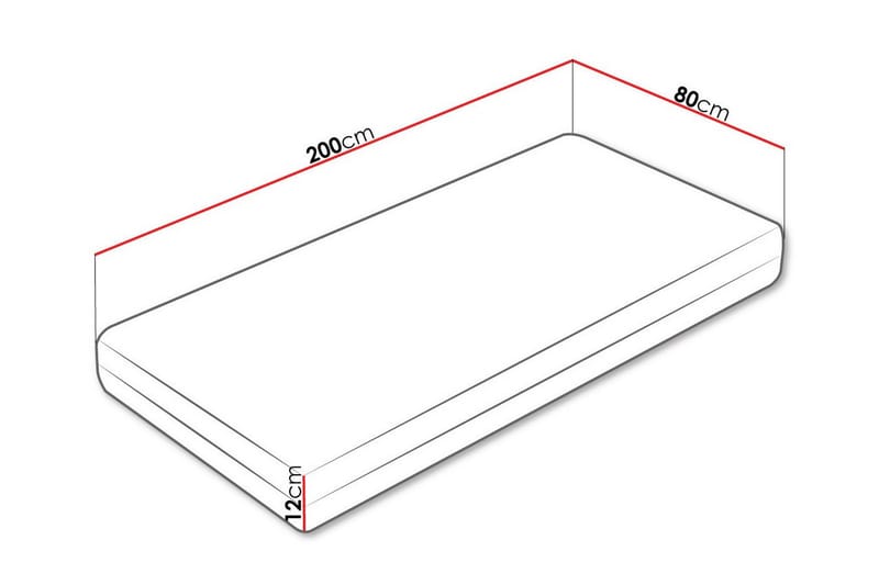 Derry Skummadrass 80x200 cm - Hvit - Skummadrass