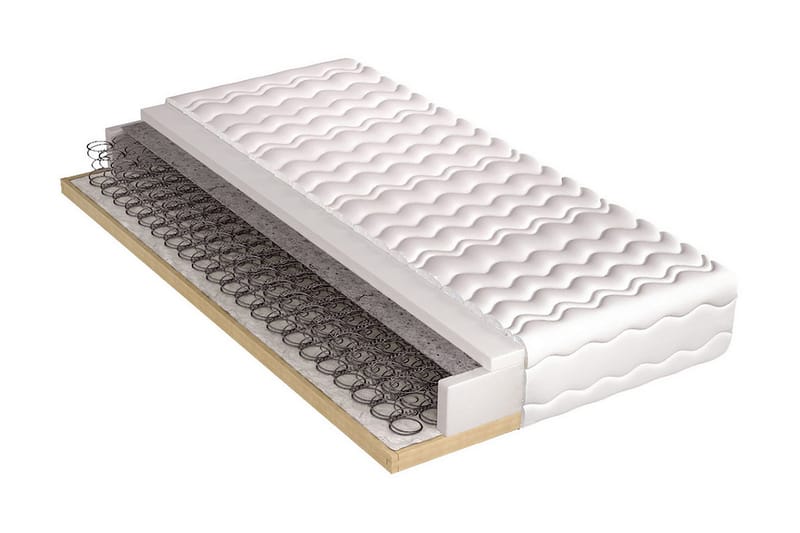 Hele madrassen 200x180x21 cm, Grå / Hvit