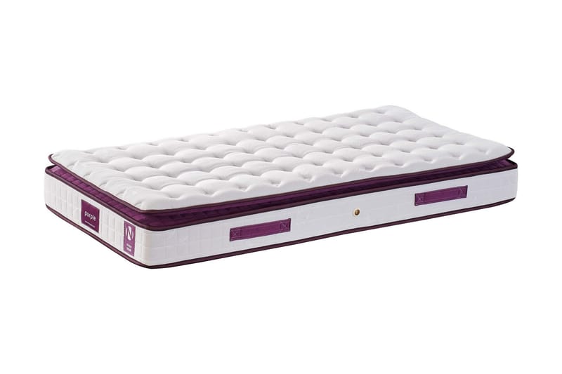 Springfjærmadrass 100x200 cm - Hvit/Lila - Møbler - Senger - Madrasser - Rammemadrass & springfjærmadrass