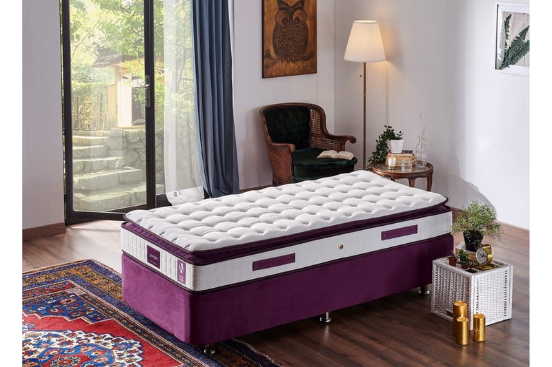 Springfjærmadrass 100x200 cm - Hvit/Lila - Møbler - Senger - Madrasser - Rammemadrass & springfjærmadrass
