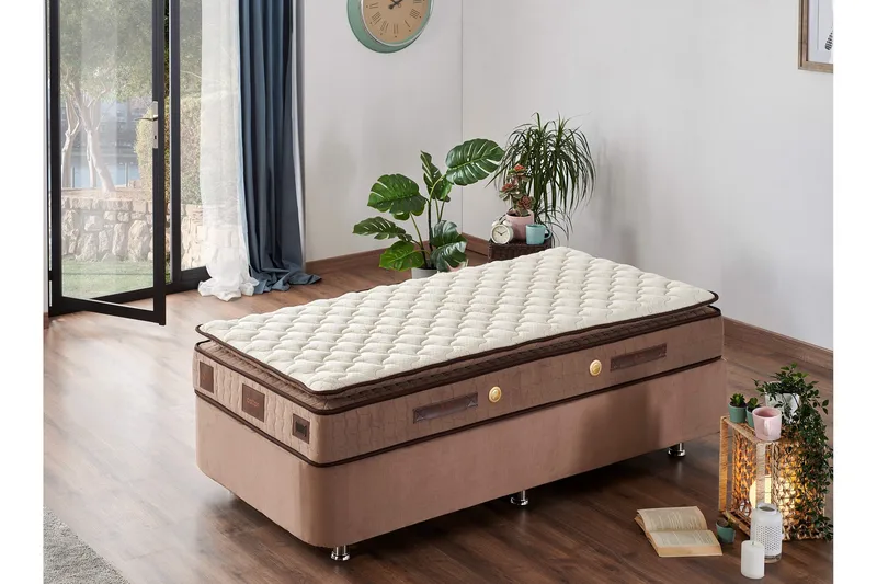 Springfjærmadrass 120x200 cm - Hvit/Brun - Møbler - Senger - Madrasser - Rammemadrass & springfjærmadrass