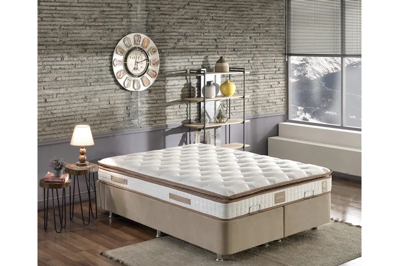 Springfjærmadrass 140x190 cm, Hvit/Brun