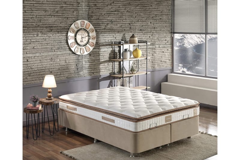 Springfjærmadrass 140x190 cm, Hvit/Brun