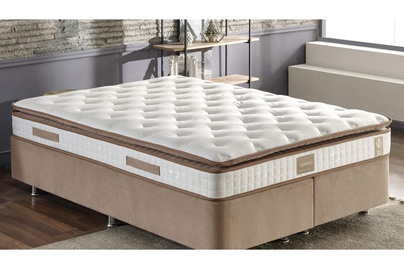 Springfjærmadrass 140x190 cm - Hvit/Brun - Møbler - Senger - Madrasser - Rammemadrass & springfjærmadrass