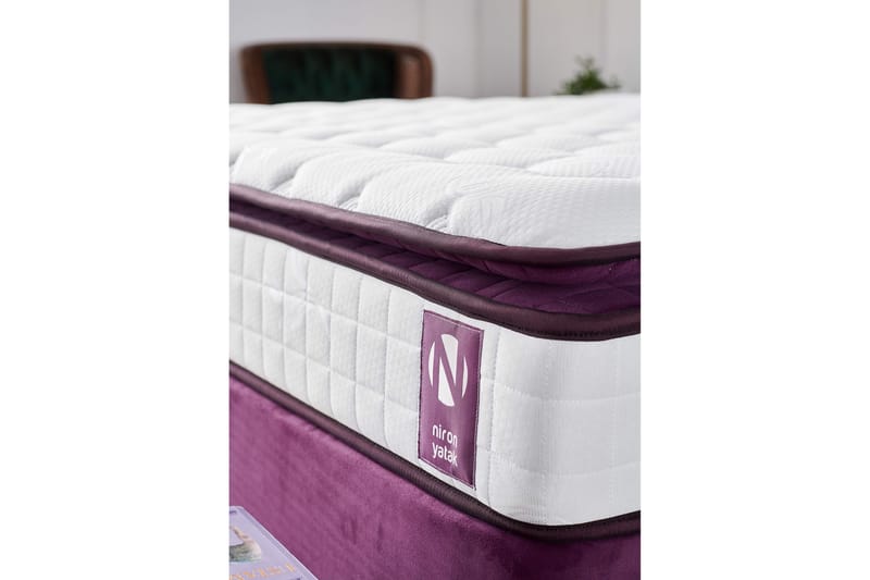 Springfjærmadrass 150x200 cm - Hvit/Lila - Møbler - Senger - Madrasser - Rammemadrass & springfjærmadrass