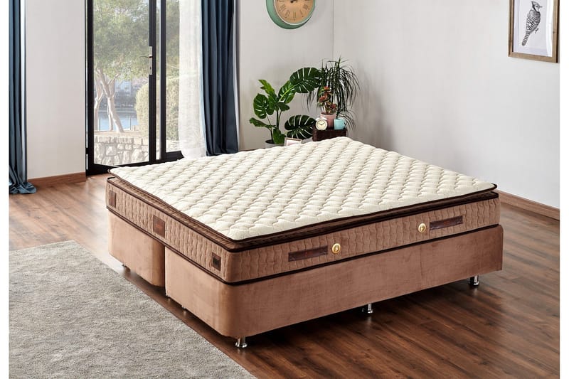 Springfjærmadrass 160x200 cm, Hvit/Brun