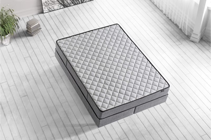 Springfjærmadrass 160x200 cm - Hvit/Grå - Møbler - Senger - Madrasser - Rammemadrass & springfjærmadrass