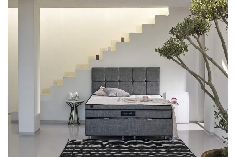 Springfjærmadrass 160x200 cm - Hvit/Grå - Møbler - Senger - Madrasser - Rammemadrass & springfjærmadrass