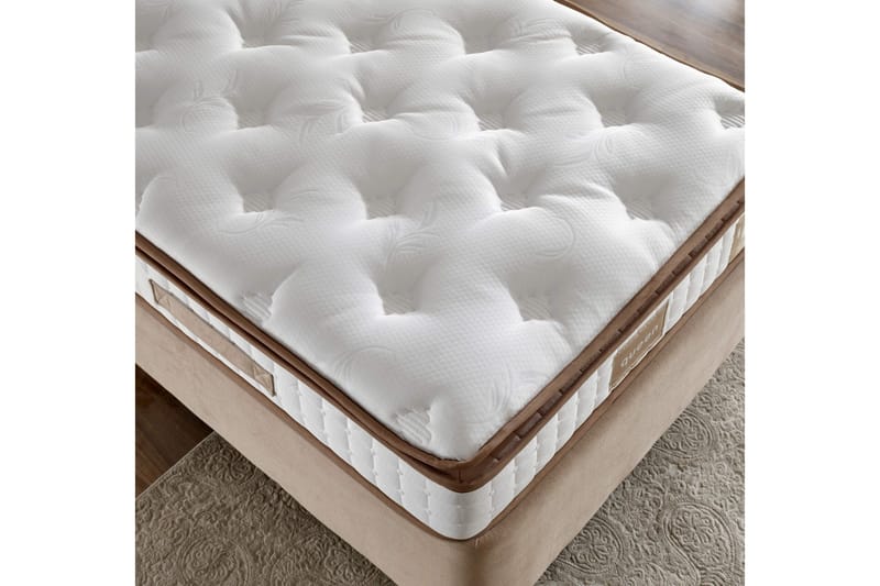 Springfjærmadrass 180x200 cm - Hvit/Brun - Møbler - Senger - Madrasser - Rammemadrass & springfjærmadrass