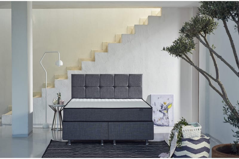 Springfjærmadrass 180x200 cm - Hvit/Grå - Møbler - Senger - Madrasser - Rammemadrass & springfjærmadrass