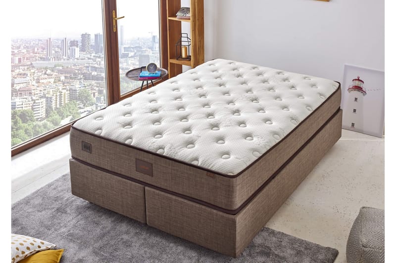 Springfjærmadrass 90x190 cm, Hvit/Beige