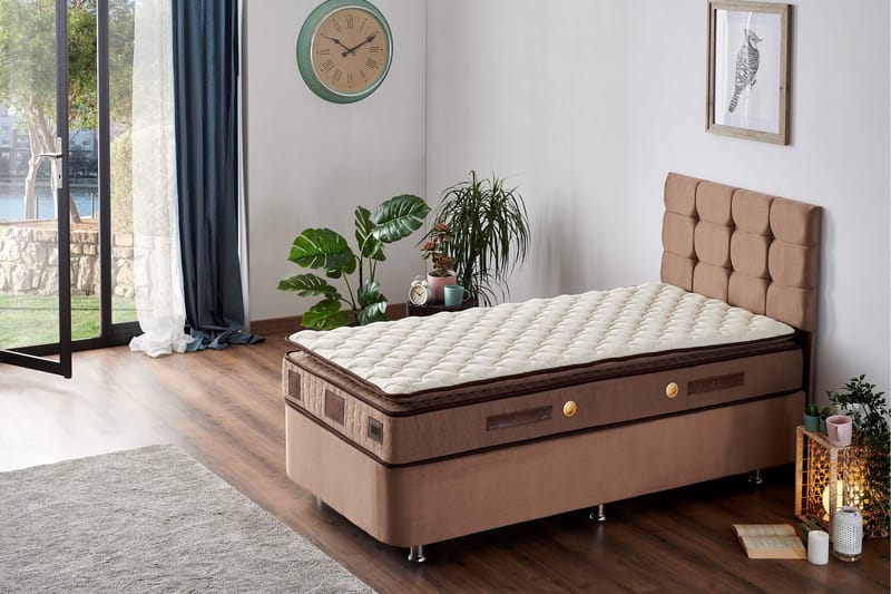 Springfjærmadrass 90x190 cm - Hvit/Brun - Møbler - Senger - Madrasser - Rammemadrass & springfjærmadrass