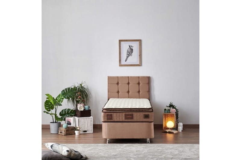 Springfjærmadrass 90x200 cm - Hvit/Brun - Møbler - Senger - Madrasser - Rammemadrass & springfjærmadrass