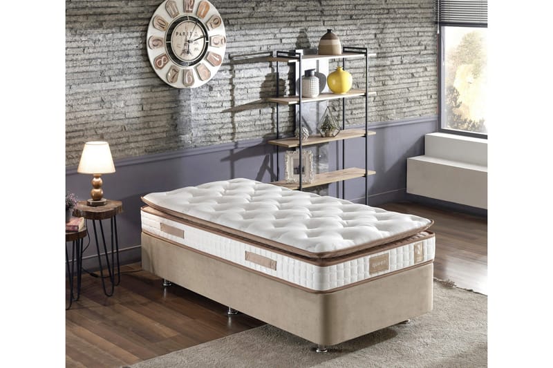 Springfjærmadrass 90x200 cm - Hvit/Brun - Møbler - Senger - Madrasser - Rammemadrass & springfjærmadrass