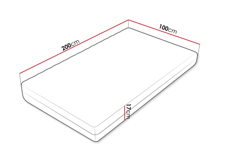 Unona Skummadrass 200x100 cm - Hvit - Møbler - Senger - Madrasser - Skummadrass