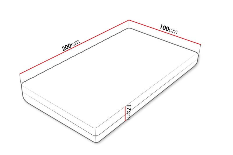 Unona Skummadrass 200x100 cm - Hvit - Møbler - Senger - Madrasser - Skummadrass