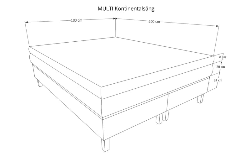 Mei kontinentalseng 180x200 cm - Lysegrå - Møbler - Senger - Kontinentalsenger
