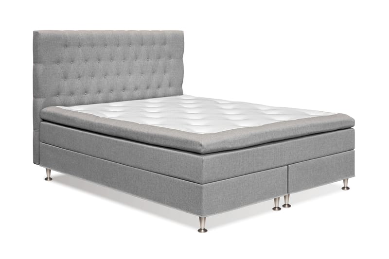 Meja Komplett Sengpakke 160x200 cm Dobbeltseng med Sengegavl + Madrassbeskytter - Grå - Møbler - Senger - Komplett sengepakke
