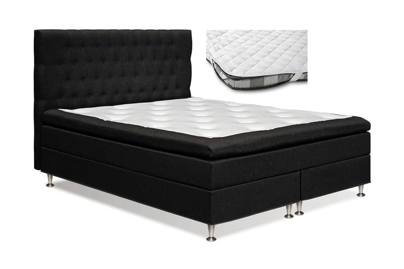 Meja Komplett Sengpakke 160x200 cm Dobbeltseng med Sengegavl + Madrassbeskytter - Svart - Møbler - Senger - Komplett sengepakke