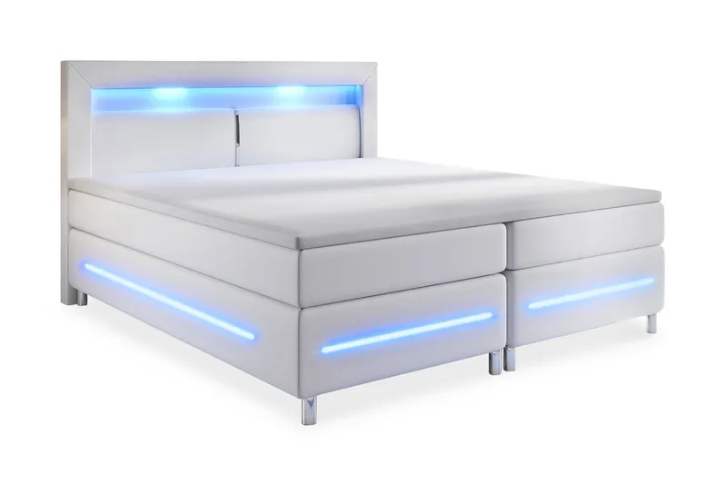 Modena Lyx Sengepakke 140x200 LED-belysning - Hvit - Møbler - Senger - Komplett sengepakke