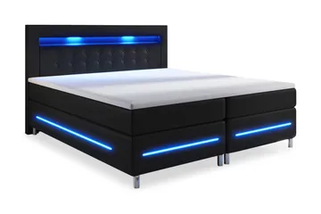 Modena Lyx Sengepakke 160x200 LED-belysning - Svart - Møbler - Senger - Komplett sengepakke
