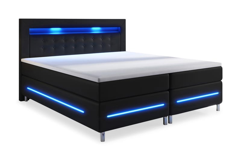 Modena Lyx Sengepakke 160x200 LED-belysning - Svart - Møbler - Senger - Komplett sengepakke
