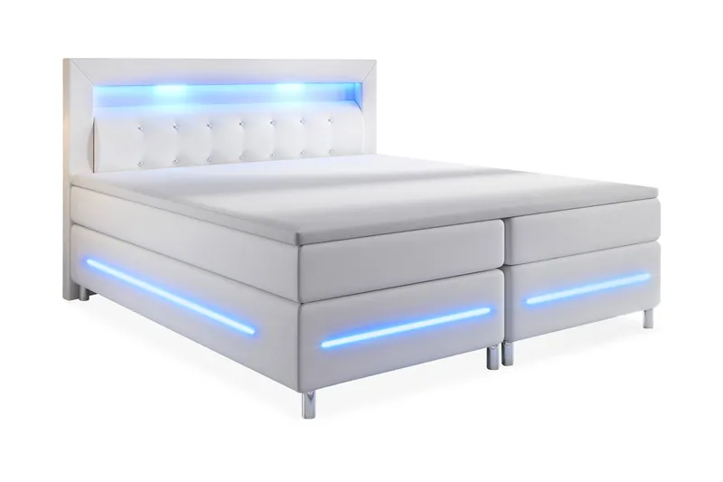 Modena Lyx Sengepakke 180x200 LED-belysning - Hvit - Møbler - Senger - Komplett sengepakke
