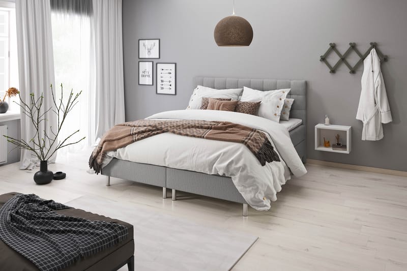 Montana Komplett Sengpakke med Oppbevaring 90x200 cm - Lysgrå - Møbler - Senger - Komplett sengepakke