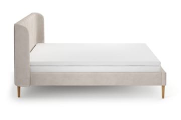 Nattljus sengeramme 180x200 cm eik med HVILA skummadrass og overmadrass i polyesterskum med vaskbart trekk - Beige - Møbler - Senger - Sengeramme & sengestamme