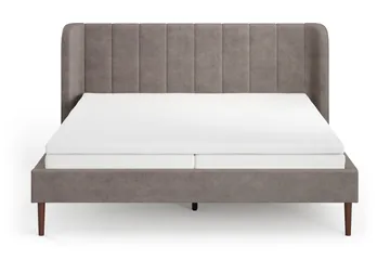 Nattljus sengeramme 180x200 cm valnøtt med HVILA pocketfjærmadrass og overmadrass i memoryskum med vaskbart trekk - Brun - Møbler - Senger - Sengeramme & sengestamme