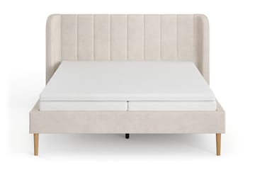 Nattlys sengeramme 160x200 cm eik med HVILA skummadrass og overmadrass i polyeterskum med vaskbart trekk - Beige - Møbler - Senger - Sengeramme & sengestamme