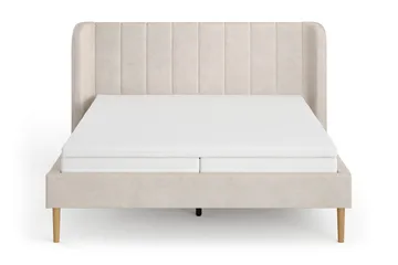 Nattlys sengeramme 160x200 cm eik med HVILA pocketfjærmadrass og overmadrass i lateks med vaskbart trekk - Beige - Møbler - Senger - Sengeramme & sengestamme