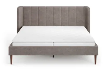 Nattlys sengeramme 180x200 cm valnøtt med HVILA skummadrass og overmadrass vendbar sommer- og vinterside med vaskbart trekk - Brun - Møbler - Senger - Sengeramme & sengestamme