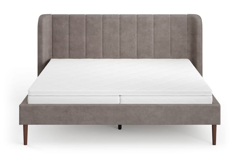 Nattlys sengeramme 180x200 cm valnøtt med HVILA skummadrass og overmadrass vendbar sommer- og vinterside med vaskbart trekk - Brun - Møbler - Senger - Sengeramme & sengestamme