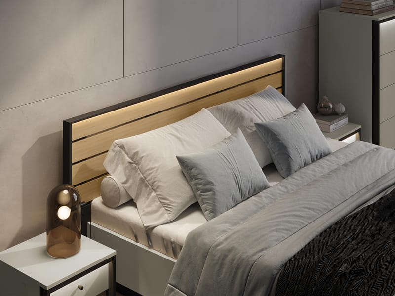 Navron Sengeramme 180x200 cm - Beige/Svart - Møbler - Senger - Sengeramme & sengestamme