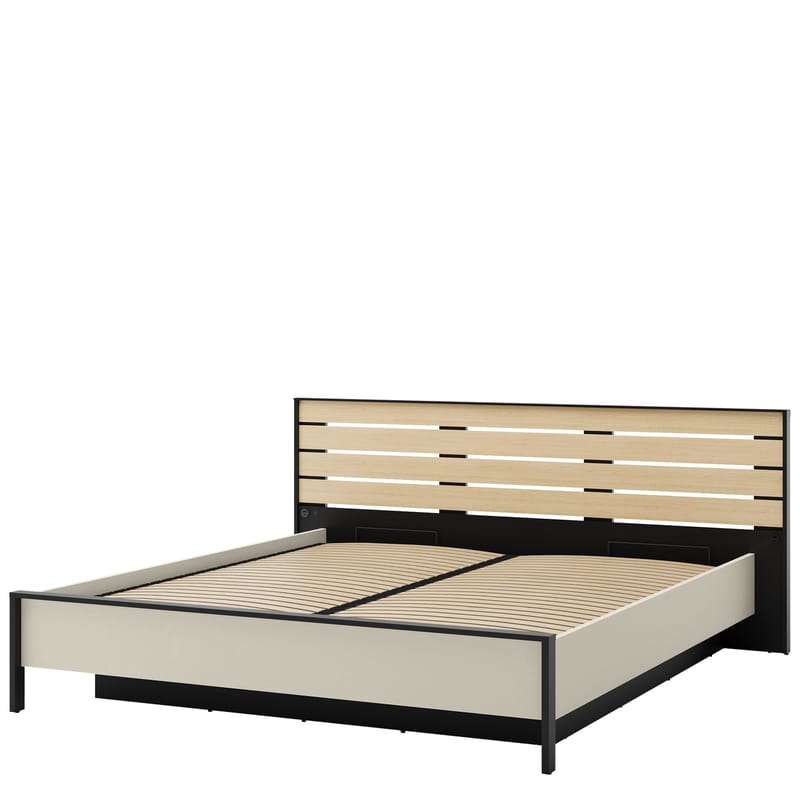 Navron Sengeramme 180x200 cm, Beige/Svart
