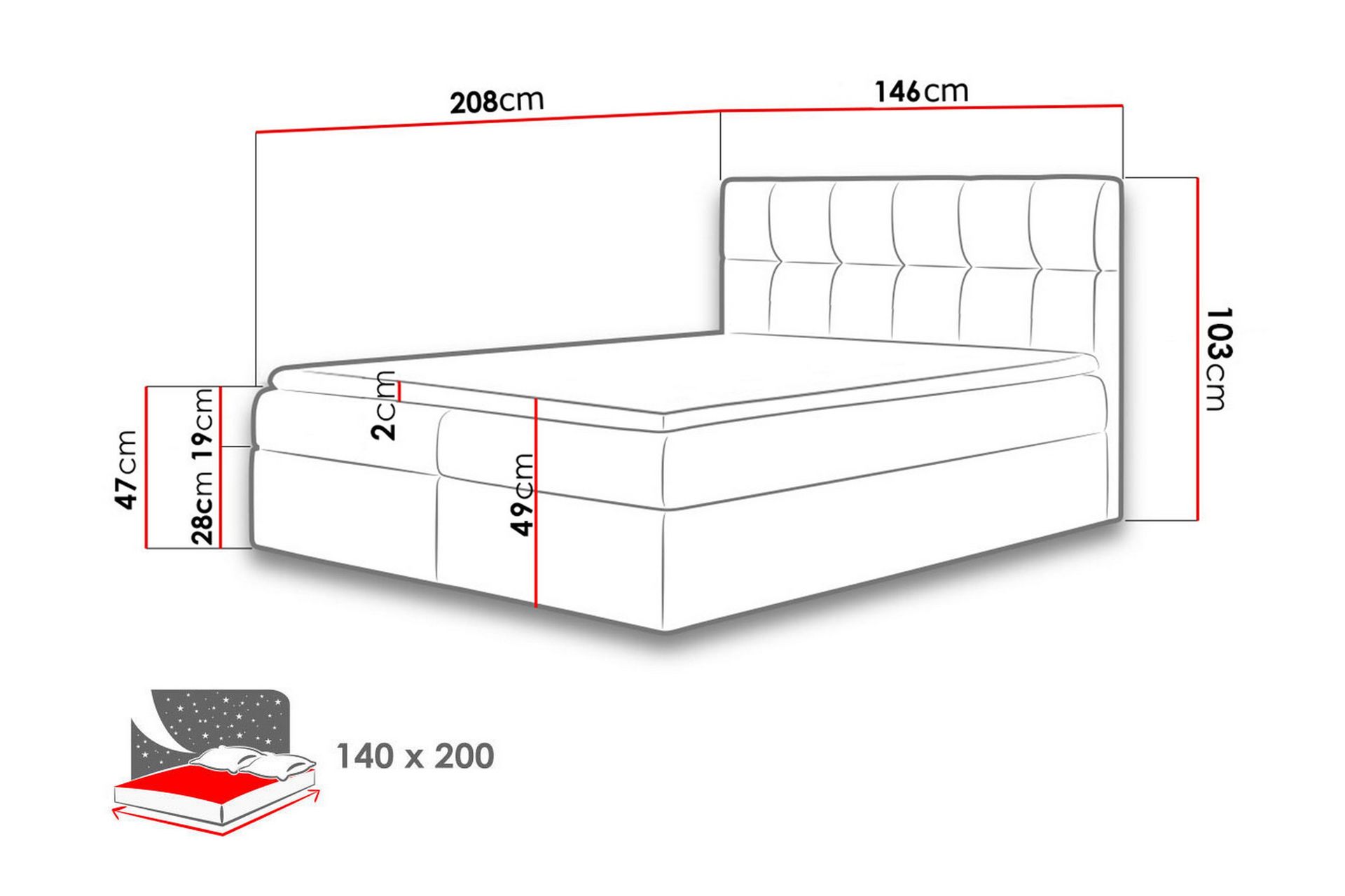 Neitisuanto Sengpakke Kontinentalseng 140x200 cm - Beige - Møbler - Senger - Komplett sengepakke