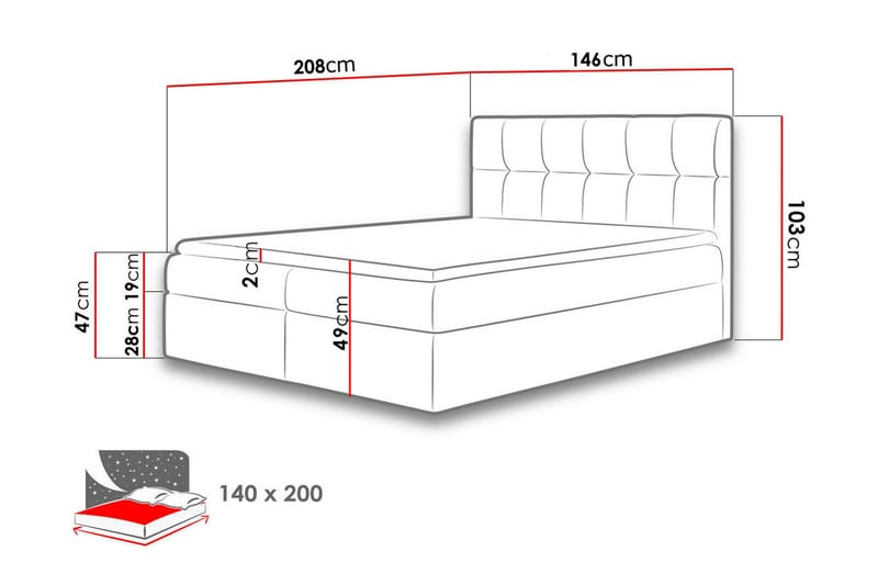 Neitisuanto Sengpakke Kontinentalseng 140x200 cm - Beige - Møbler - Senger - Komplett sengepakke
