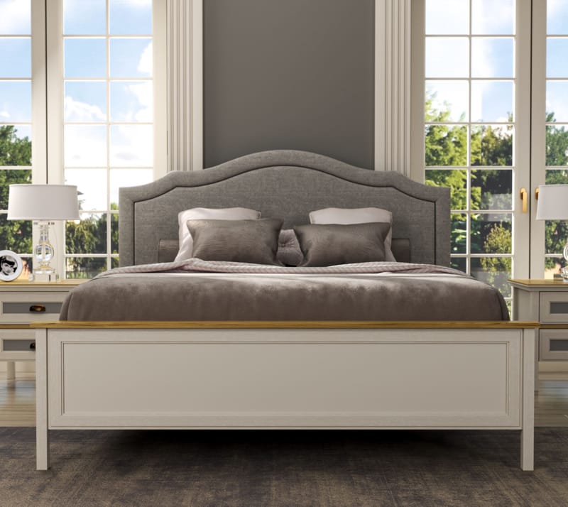 Nimora Dobbeltsengramme 180x200 cm - Krem, eik, grå - Møbler - Senger - Sengeramme & sengestamme