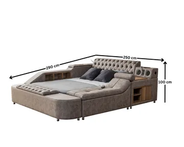 Olyvan sengepakke med benk og oppbevaring 250x290 cm kunstlær - Brun - Møbler - Senger - Sengeramme & sengestamme