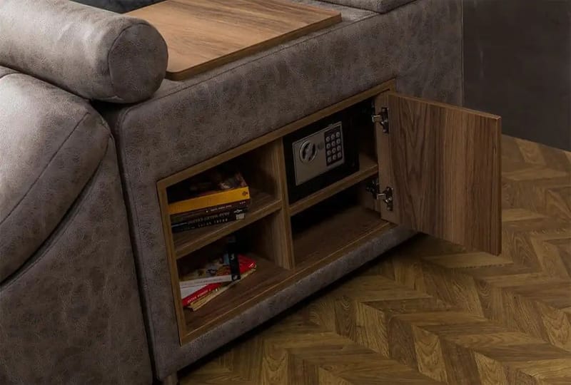 Olyvan sengepakke med benk og oppbevaring 250x290 cm kunstlær - Brun - Møbler - Senger - Sengeramme & sengestamme