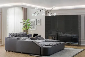 Olyvan sengepakke med benk og oppbevaring 250x290 cm kunstlær - Svart - Møbler - Senger - Sengeramme & sengestamme
