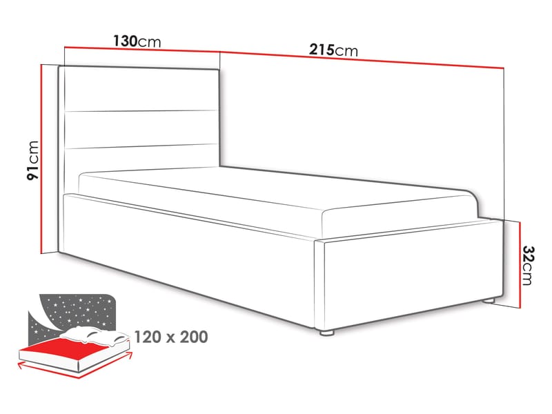 Omrynn sengeramme med oppbevaring 120x200 cm - grå - Møbler - Senger - Sengeramme & sengestamme