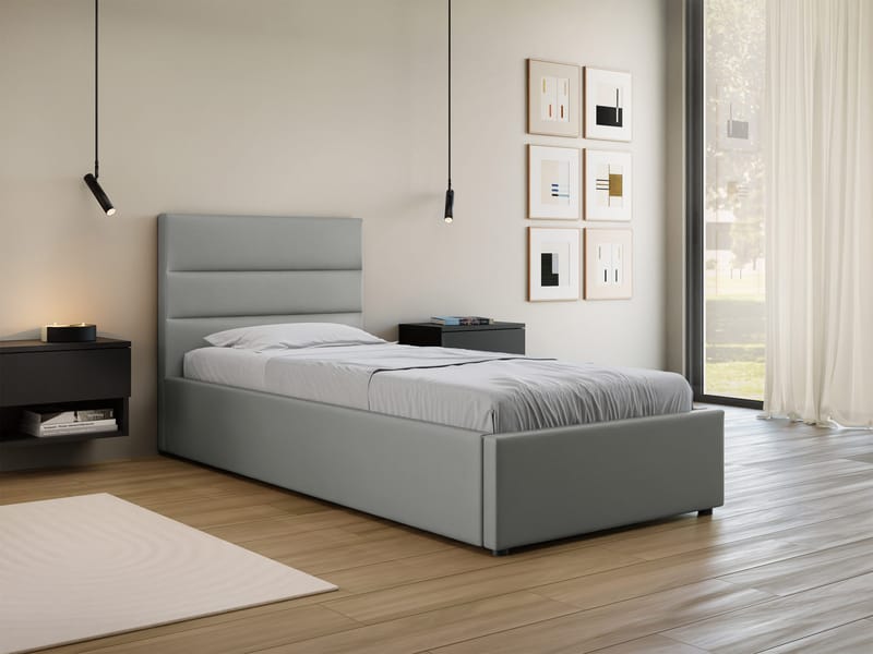 Omrynn sengeramme med oppbevaring 90x200 cm - grå - Møbler - Senger - Sengeramme & sengestamme